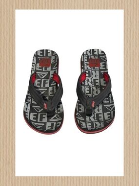 🩴 Kids Reef Black & Red Flip Flops